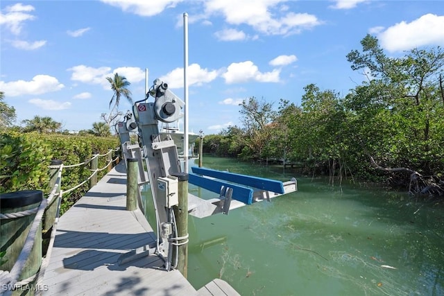 view of dock featuring a water view