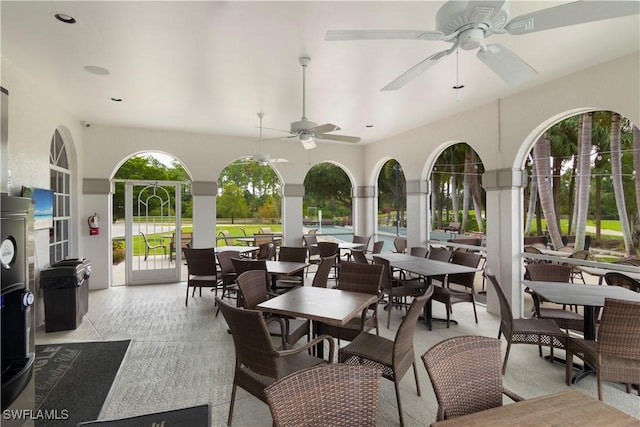 view of patio / terrace featuring ceiling fan