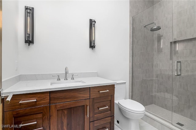 50 Mahogany Dr, Naples, FL 34108 - bathroom with vanity, toilet, and a stall shower
