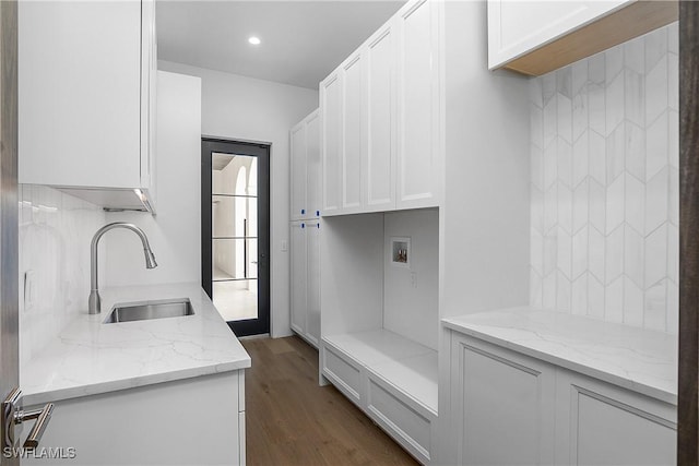 50 Mahogany Dr, Naples, FL 34108 - interior space featuring dark wood-style floors, recessed lighting, and a sink