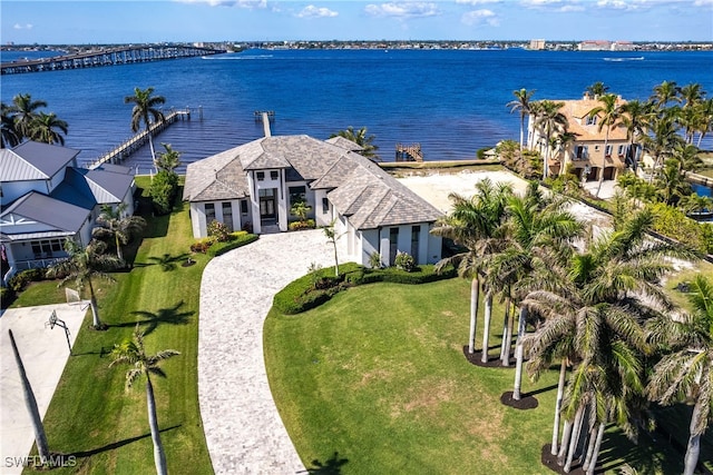 bird's eye view featuring a water view