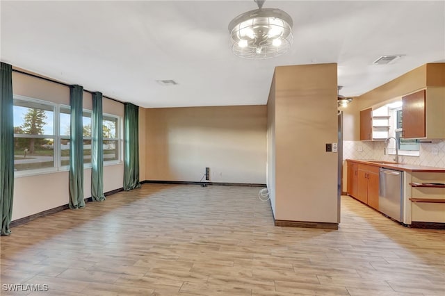 interior space featuring light hardwood / wood-style floors and sink