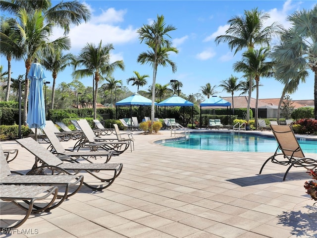 pool featuring a patio area