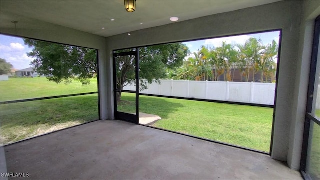 view of unfurnished sunroom