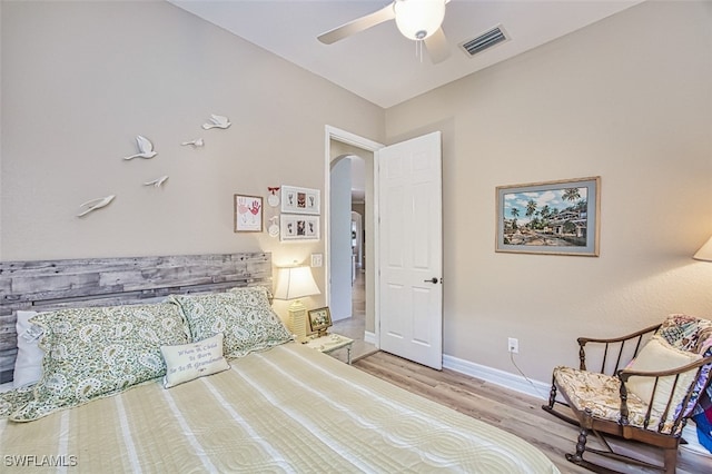 bedroom with light wood-type flooring