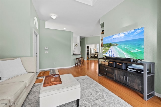 living room with light wood-type flooring