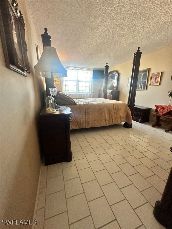 bedroom with a textured ceiling