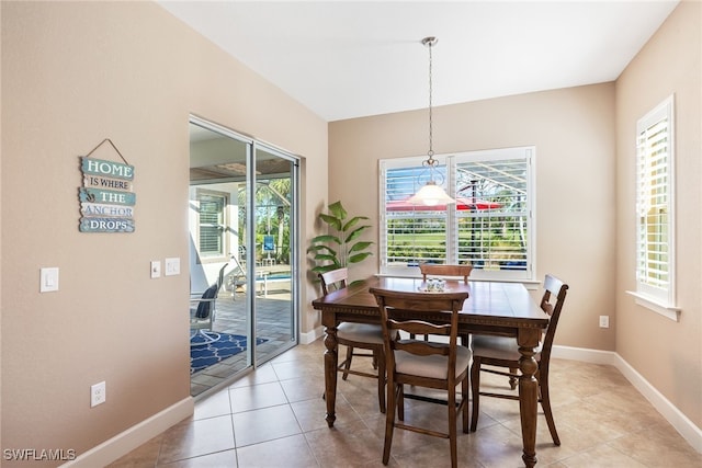 view of tiled dining room