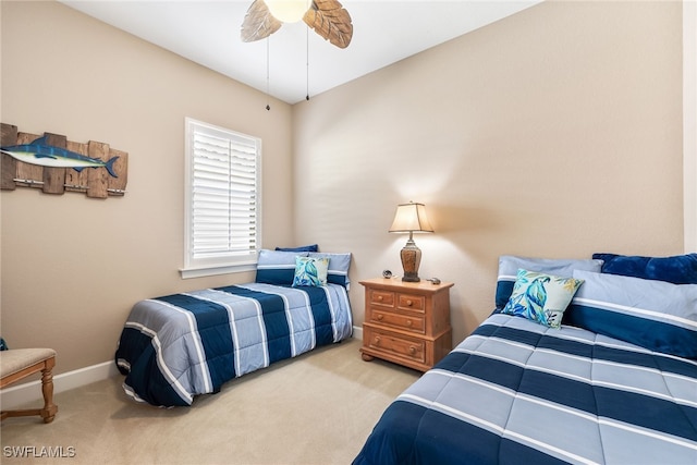 bedroom featuring carpet and ceiling fan