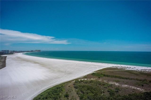 property view of water featuring a view of the beach