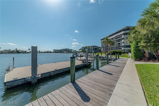 view of dock featuring a water view