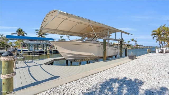 dock area featuring a water view