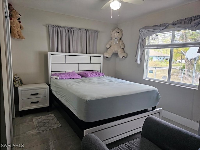 bedroom featuring ceiling fan