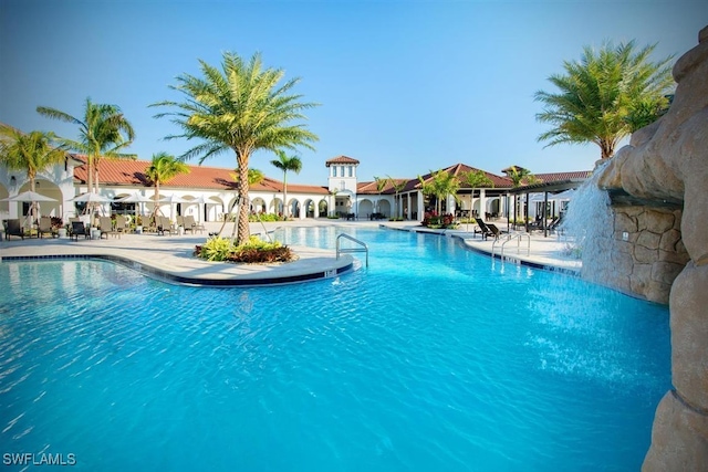 view of pool featuring a patio area