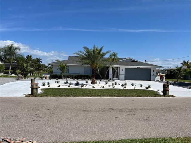 single story home with a garage