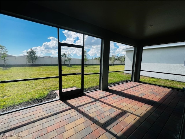 view of unfurnished sunroom