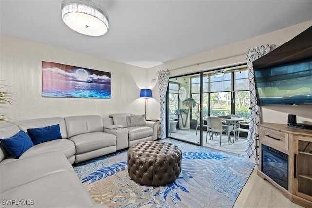 living room featuring light wood-type flooring