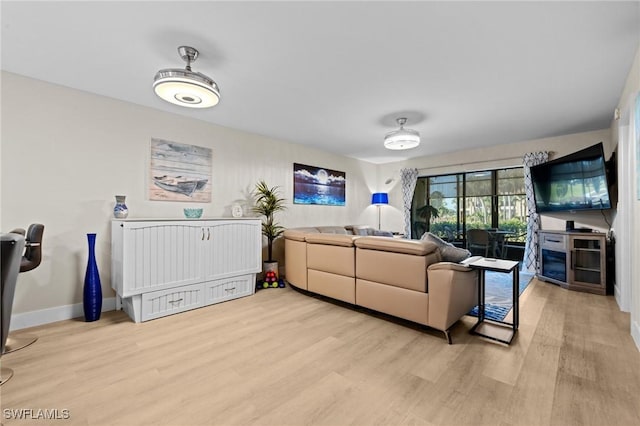 living room featuring light wood-type flooring