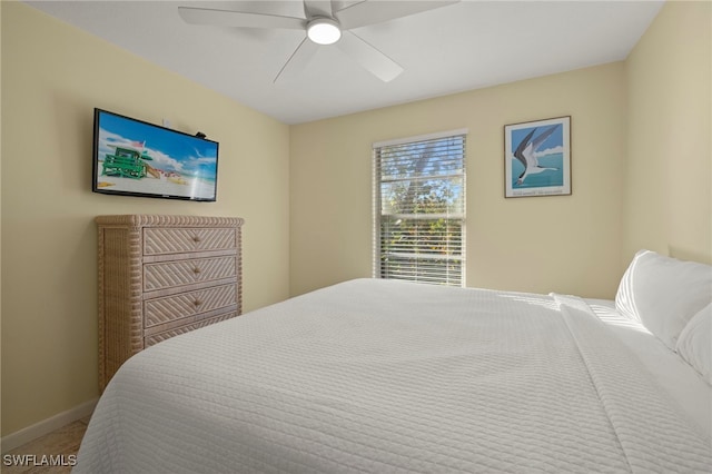 bedroom featuring ceiling fan