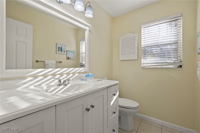 bathroom with tile patterned floors, toilet, and vanity