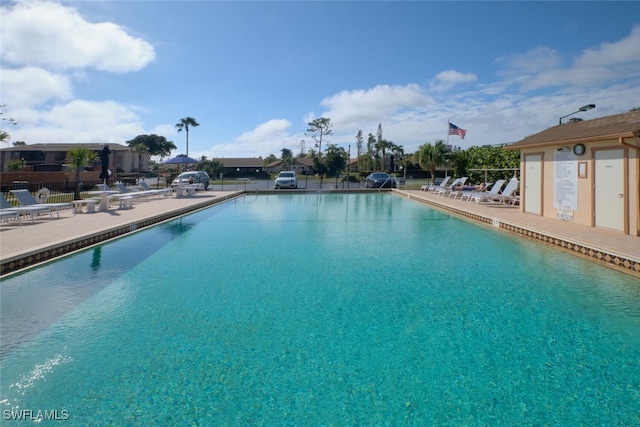 view of swimming pool featuring a patio