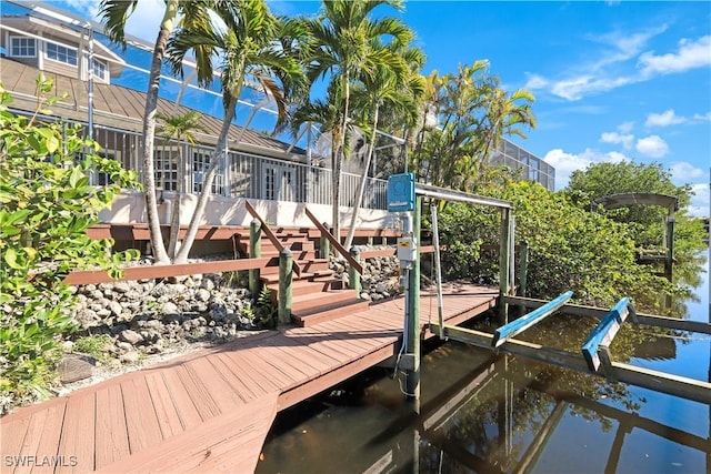 view of dock featuring a water view