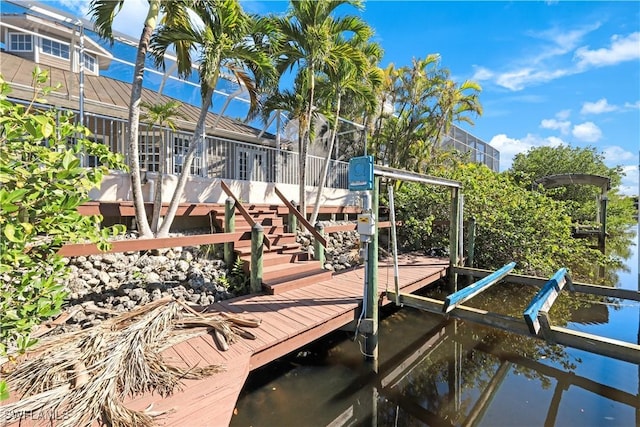 view of dock featuring a water view