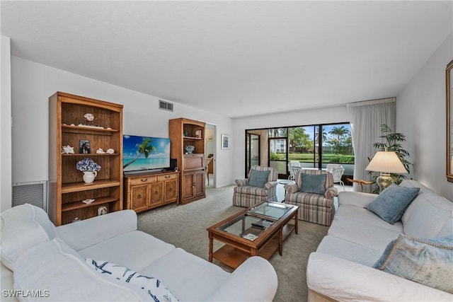 living room featuring carpet flooring