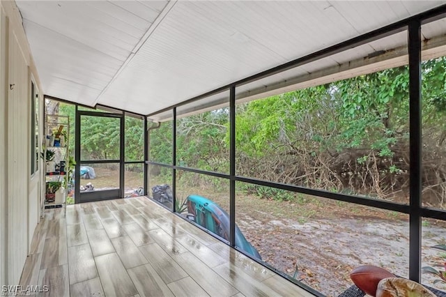 view of unfurnished sunroom