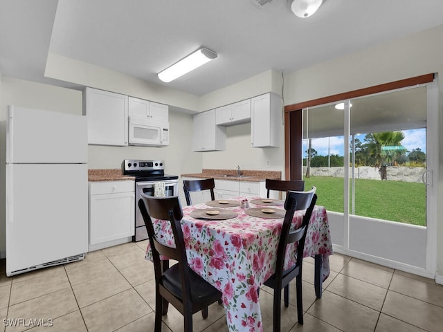 tiled dining space with sink