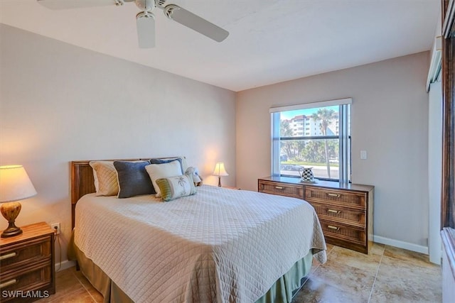 bedroom featuring ceiling fan