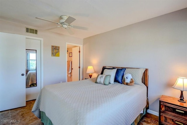 bedroom featuring ceiling fan