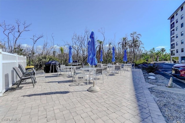 view of community featuring a patio area