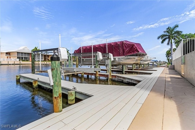 dock area with a water view