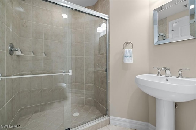 bathroom featuring walk in shower