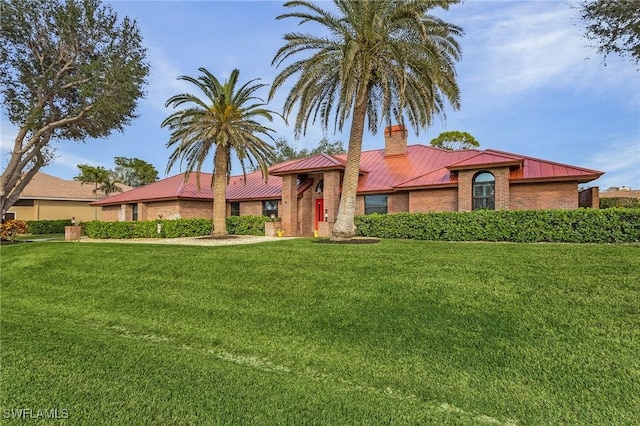 ranch-style house with a front yard