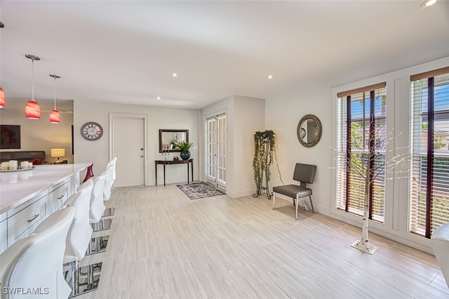 interior space with light hardwood / wood-style flooring