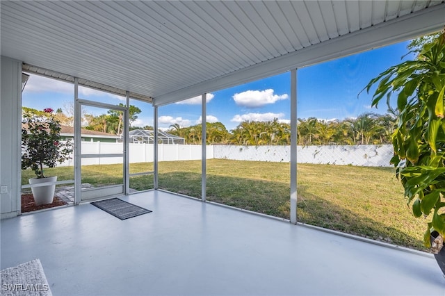 view of unfurnished sunroom