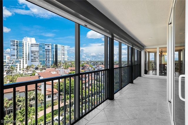 sunroom with a balcony