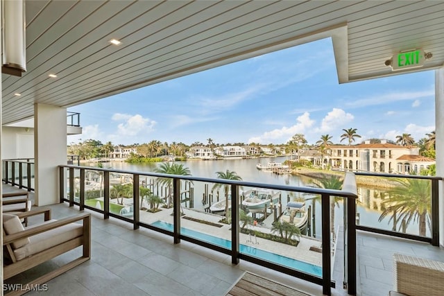 balcony with a water view