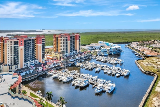 bird's eye view featuring a water view