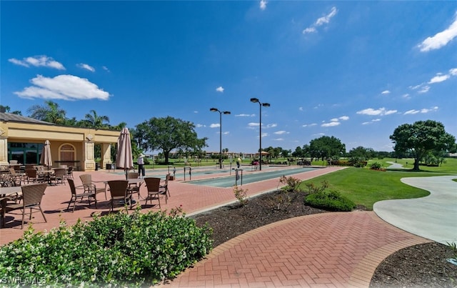 view of community with a lawn