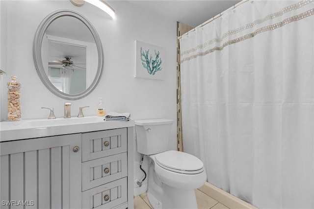 bathroom featuring vanity, tile patterned floors, and toilet