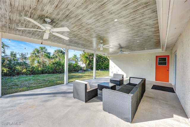 view of patio / terrace with outdoor lounge area and ceiling fan