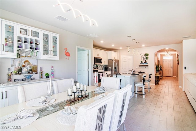 dining room featuring light hardwood / wood-style flooring