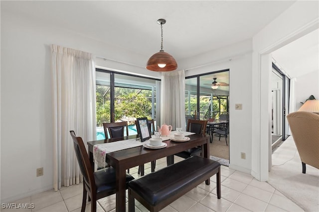 dining room with light carpet