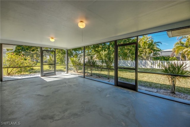 view of unfurnished sunroom