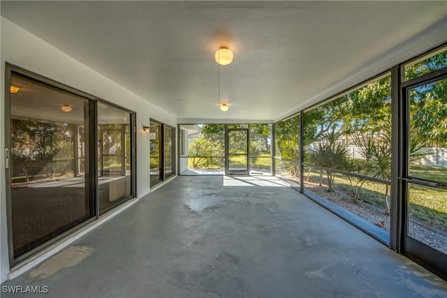 view of unfurnished sunroom