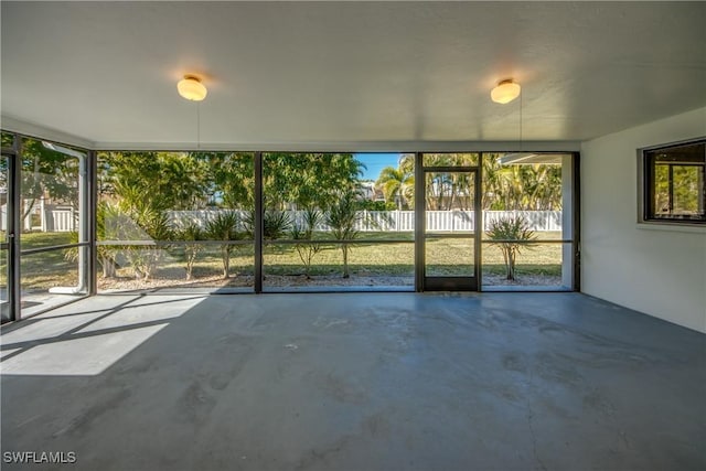 view of unfurnished sunroom