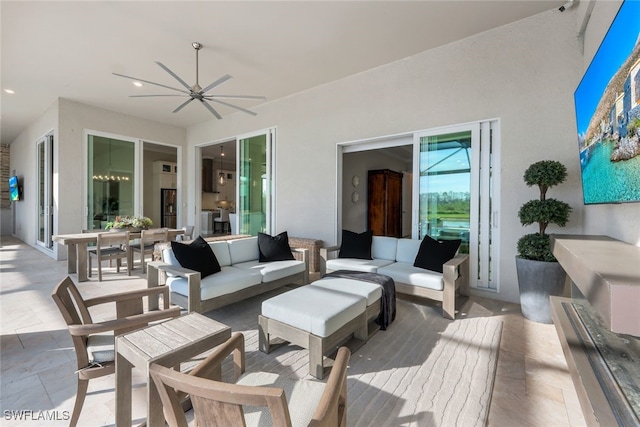 view of patio / terrace with an outdoor hangout area and ceiling fan